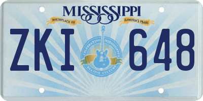 MS license plate ZKI648