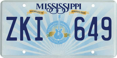 MS license plate ZKI649