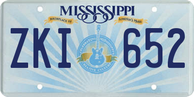 MS license plate ZKI652