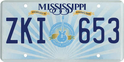 MS license plate ZKI653