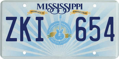 MS license plate ZKI654