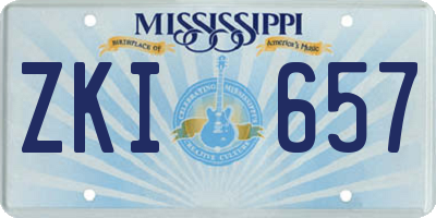 MS license plate ZKI657