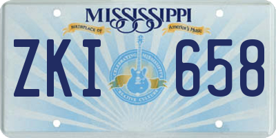 MS license plate ZKI658