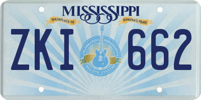 MS license plate ZKI662