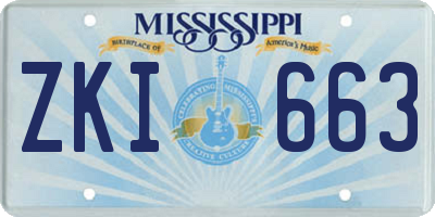 MS license plate ZKI663