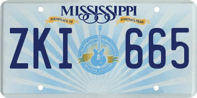 MS license plate ZKI665