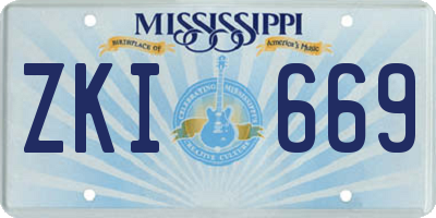 MS license plate ZKI669