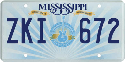 MS license plate ZKI672