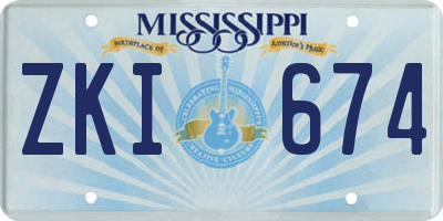 MS license plate ZKI674