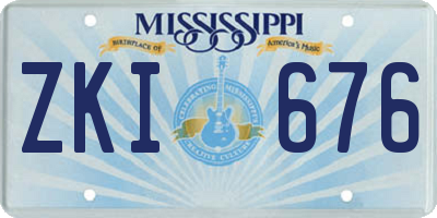 MS license plate ZKI676
