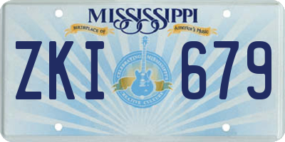 MS license plate ZKI679
