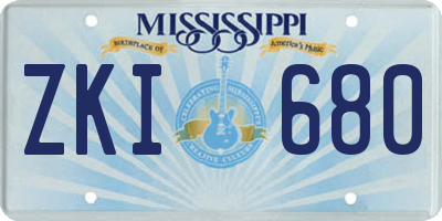 MS license plate ZKI680