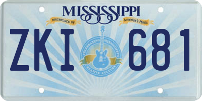 MS license plate ZKI681