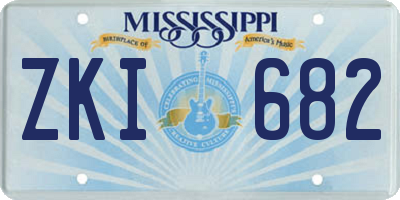 MS license plate ZKI682