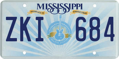 MS license plate ZKI684