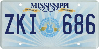 MS license plate ZKI686