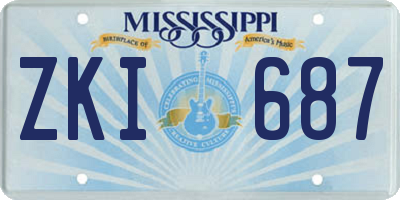 MS license plate ZKI687