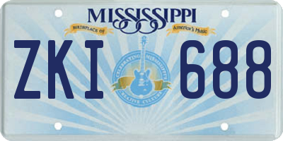 MS license plate ZKI688