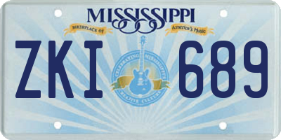 MS license plate ZKI689