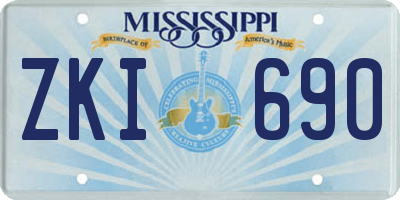 MS license plate ZKI690