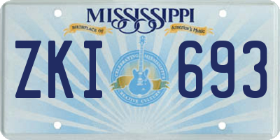 MS license plate ZKI693