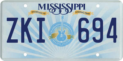 MS license plate ZKI694