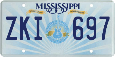 MS license plate ZKI697