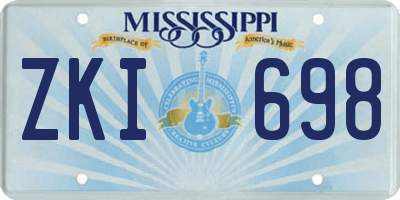 MS license plate ZKI698
