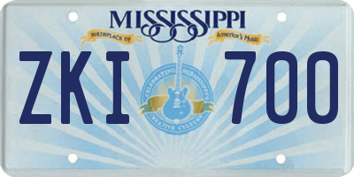 MS license plate ZKI700