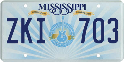 MS license plate ZKI703