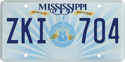 MS license plate ZKI704