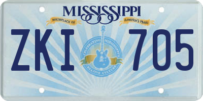 MS license plate ZKI705