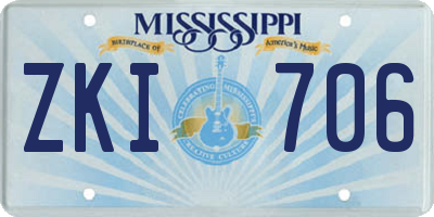 MS license plate ZKI706