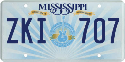 MS license plate ZKI707