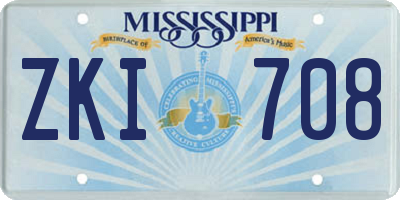 MS license plate ZKI708