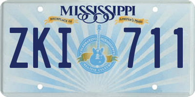 MS license plate ZKI711