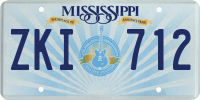 MS license plate ZKI712