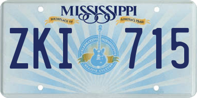 MS license plate ZKI715