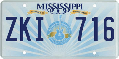 MS license plate ZKI716