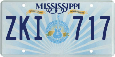 MS license plate ZKI717