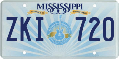 MS license plate ZKI720