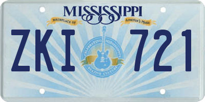 MS license plate ZKI721
