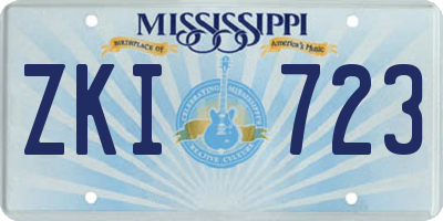 MS license plate ZKI723