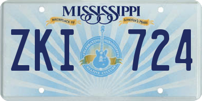 MS license plate ZKI724