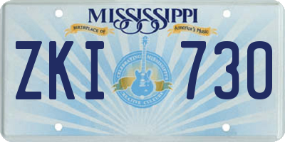 MS license plate ZKI730