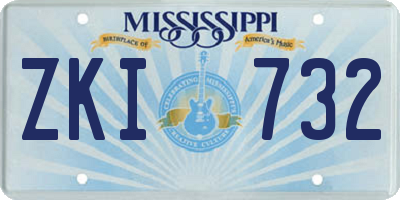 MS license plate ZKI732