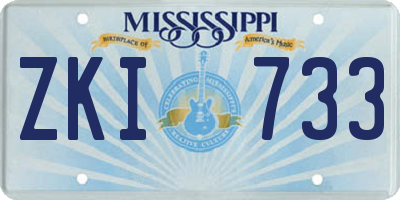 MS license plate ZKI733