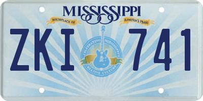 MS license plate ZKI741