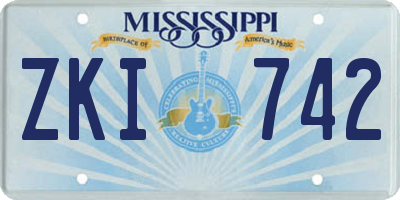 MS license plate ZKI742