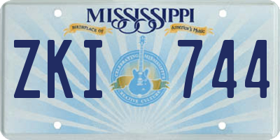 MS license plate ZKI744